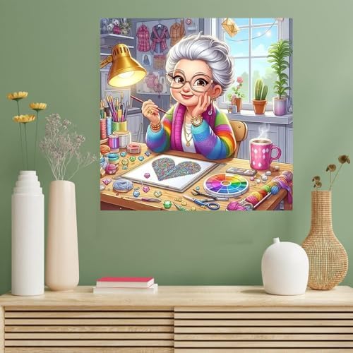 Benjenes Grand Mother Diamond Art Kits for Adults, Diamond Painting Kits
