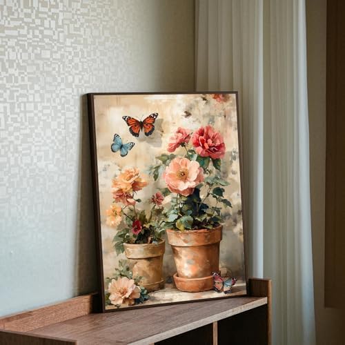 MBNTJHT DIY Flowers Paint by Numbers Kit for Adults,Unframed Potted Flowers Paint by Number Kits for Beginners,Acrylic Watercolor Painting Crafts Kit for Home Decor 16X20 Inch.