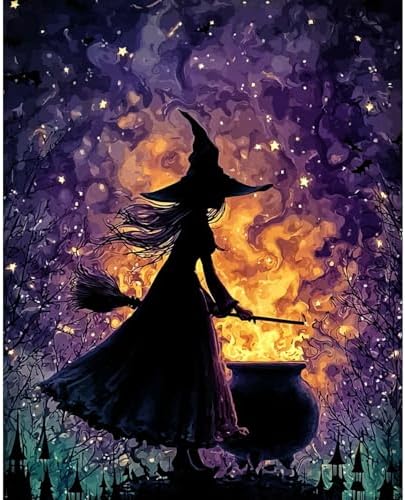 Aestalrcus Halloween Paint by Numbers Kit for Adults, Witch, 16x20inch