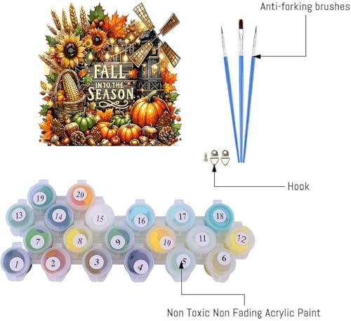 AIBOERL Paint by Numbers Kit for Adults Beginner,Fall Pumpkin, 12X16In