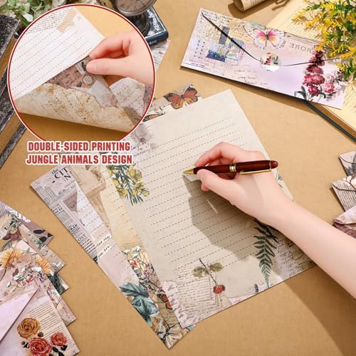 TaoBary 160 Pcs Nature Vintage Stationery Paper and Envelopes Set