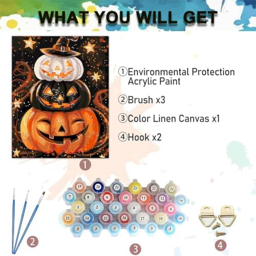 Halloween Paint by Numbers Kit for Adults,Pumpkin Paint by Number 12x16 in
