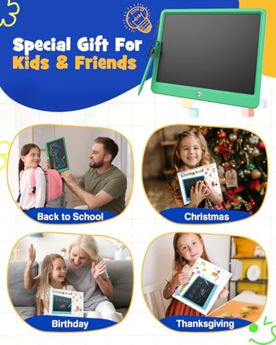 TEKFUN 16" LCD Writing Tablet for Kids Learning, Large Writing Pad for Homework, Practice & Homeschool, Calm Screen-Free Note Board for Focus, Study & Daily Use (Green)