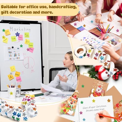 Gsinodrs 1000Pcs Foil Star Stickers, 8 Color Self-Adhesive Decals (1 inch)