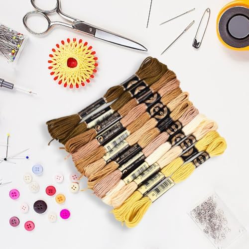 12 Skeins 6 Strands Brown Embroidery Floss Thread for Bracelets