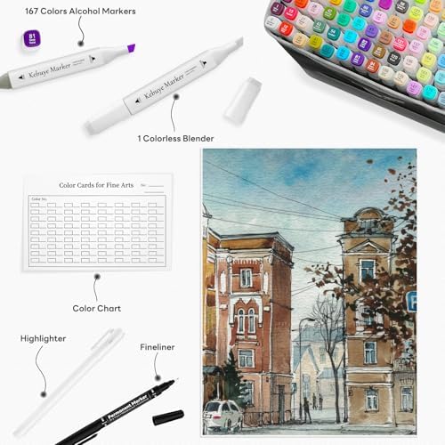 Alcohol Based Art Markers 168 Colors - Professional Double Sided Marcadores | Good Markers for Artist Blendable Coloring Marker Pens for Adult - Coloring Books No Bleeding Illustration Drawing for Kids