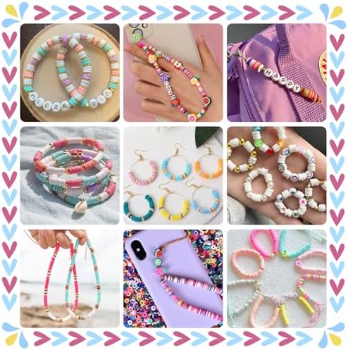 Gionlion 30,000 Pcs Clay Beads Bracelet Making Kit, 168 Colors 8 Boxes Flat Preppy Beads for Friendship Bracelets, Jewelry Kit with Pendant Charms Elastic String Crafts Arts Crafts Gifts