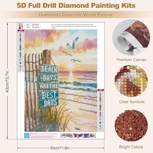 Beach scenery Diamond Art Kits for Adult Diamond Painting Kit for Beginner