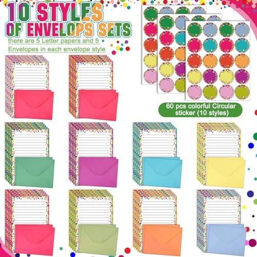 TaoBary 160 Pcs Polka Dot Stationery Paper and Envelopes Set, 5.5 x 8.25''