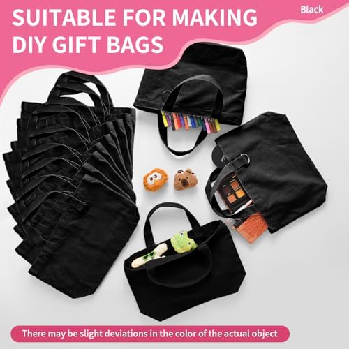 1 | 12 | 24 Pack Small Canvas Tote Bags, Mini Tote Bags Bulk for Women, DIY Blank Reusable Cute Sublimation Tote Bag