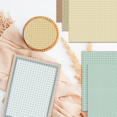 24 Sheets Beige Dot Scrapbook Paper 12x12 Inch 160gsm Double Side