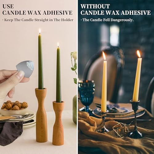 White Reusable Candle Wax Adhesive Gel 6oz Self-Scoop Paste with Mini Spatula Non-Slip Candle Fixing Wax for Pillar Candles, Candle Holders, Displays & Home Décor, Clear, Easy to Clean & Residue-Free