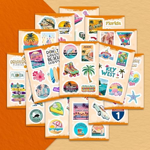 100Pcs Florida Stickers and Decals for Luggage, Waterproof - Florida State Party Supplies & Decorations, Gifts - FL State Stickers for Water Bottle - Gift for Women & Men