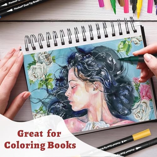 Piochoo Markers Pens Dual Tip Coloring Markers Set for Adult Coloring Books
