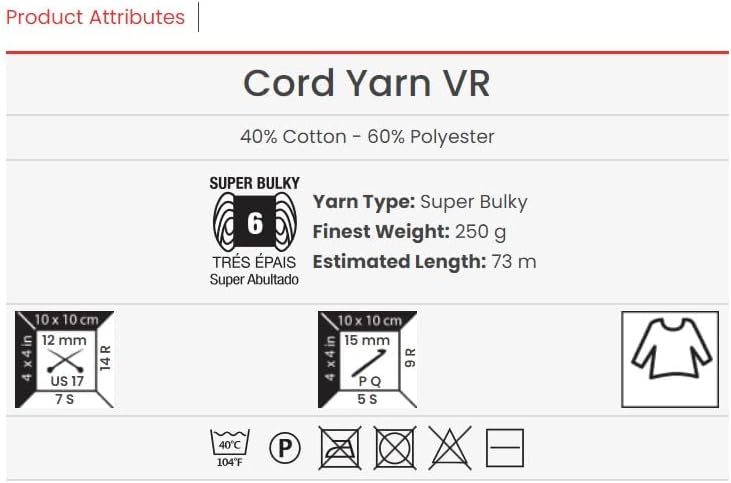 YarnArt Cord Rainbow Yarn - Cotton Polyester Crocheting and Knitting Yarn - Home Decoration Yarn for Baskets, Doormats, Rugs, Supla, Cushions, Blankets, Bags,Super Bulky #6, (1 Skein) (916)