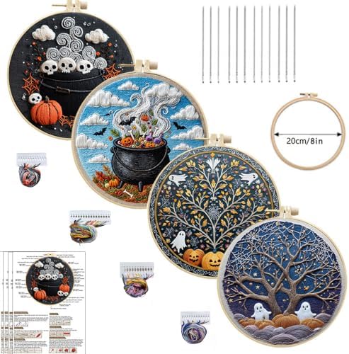 Halloween Embroidery Kit for Beginners & Adults with Ghost Pattern