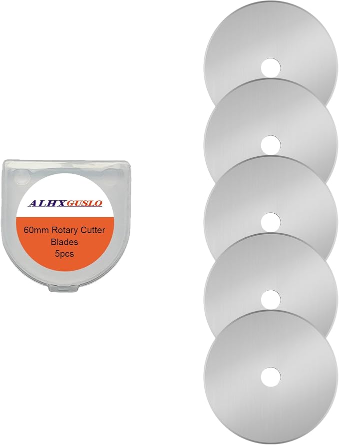 60mm Rotary Cutter Blades 5-Pack Replacement Blades Fits Fiskars, OLFA,Martelli,Dremel,Truecut,DAFA for Quilting Scrapbooking Sewing Arts & Crafts Sharp and Durable Cutter Blade (silver)
