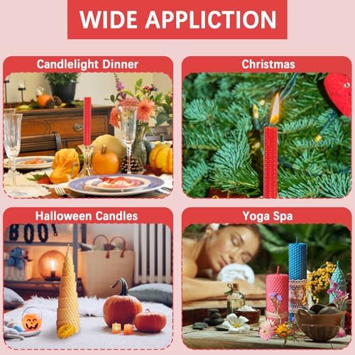 QUYLIXX 20 Pcs Beeswax Candle Making Kit, Natural Beeswax Sheets for Candle Making Rolling Kits (Bright Color, 8 x 8 inch)