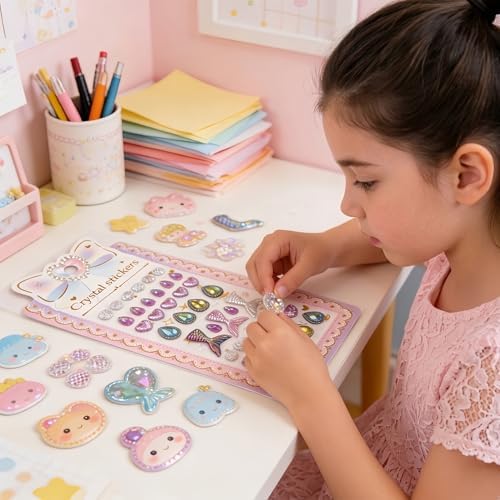 【2 Sheets】 Airy 3D Puffy Stickers, Resin Decorative Stickers, Cute Small Stickers for Kids，Girls, Adults, Reusable Tiny Stickers for Phone Case, Notebook - Perfect for Craft and GIF (Gentle)