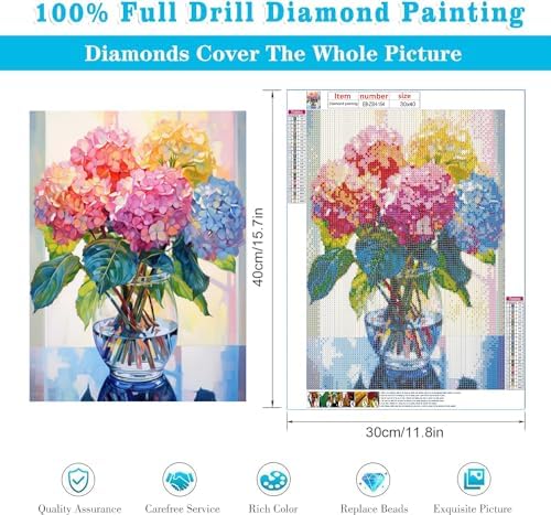 EIBEILI Diamond Art Kits for Adults-Hydrangea in Glass Diamond Painting