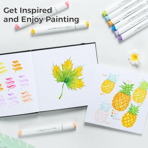 Ohuhu 6.3"x6.3" Marker Paper Pad Art Sketchbook for Drawing and Sketching | Mini Sketch Book - 120 LB/200 GSM Smooth Drawing Paper - 30 Sheets/60 Pages - PU Hardcover Sketch Pad for Alcohol Markers