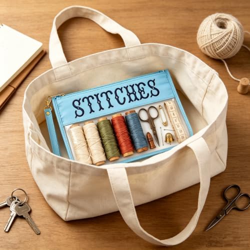 RF REENFAYA Clear Zipper Project Pouch for Needlepoint & Embroidery