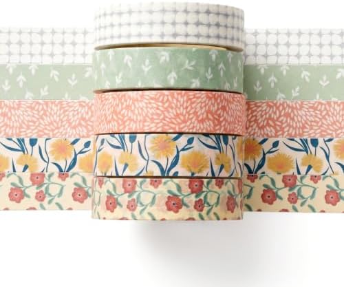 5 Rolls Vintage Washi Tape Set Floral Patterns Decorative Masking Tape