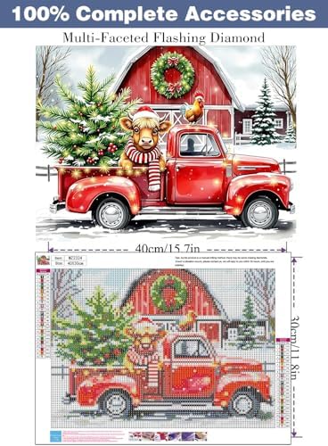 ijbnhd Christmas Truck Diamond Art Kits for Adults 16x12inch