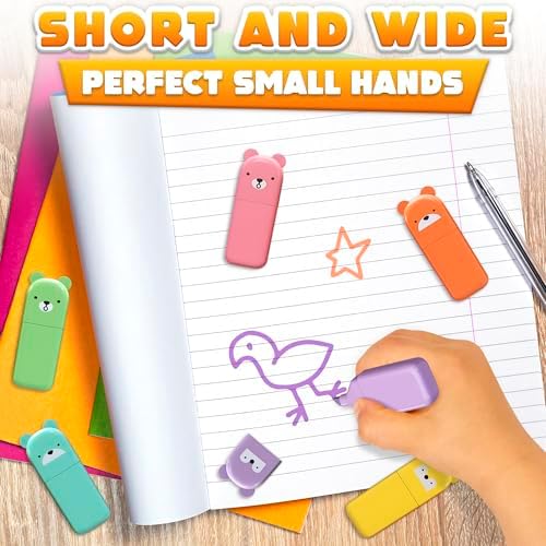 6 Pcs Small Highlighters for Kids, Cute Bear Design, Multi Colored