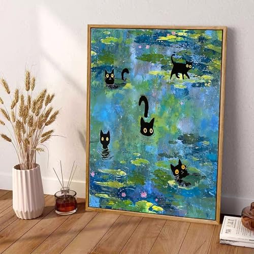 Black Cat Diamond Art Kits for Adults, Diamond Painting for Beginner 5DDIY