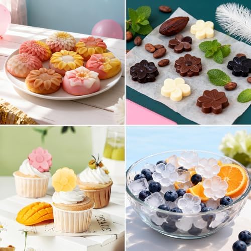 Silicone Soap Molds 3 Pack 6 Cavities Different Flower Shapes Silicone Mold for Handmade Soap Bath Bombs Lotion Bar Candle Chocolate Desserts Biscuit Pudding Teacake Jelly