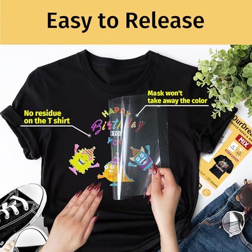 TransOurDream Heat Transfer Paper for Dark Fabric (10+10 Sheets，8.5"x11") Printable HTV Vinyl for Inkjet Printer, Iron on Transfers for Tshirts