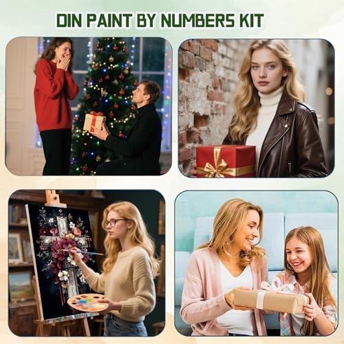 ICYANART Paint by Numbers Kit for Adults Beginner Cross Number Painting | Cross Paint by Number for Adults Beginners, Acrylic Religion Painting by Numbers, Religion Paint by Numbers 16x20 In