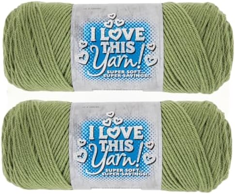 Hobby Lobby I Love This Yarn, 100% Acrylic, 260 Light Sage, Set of 2
