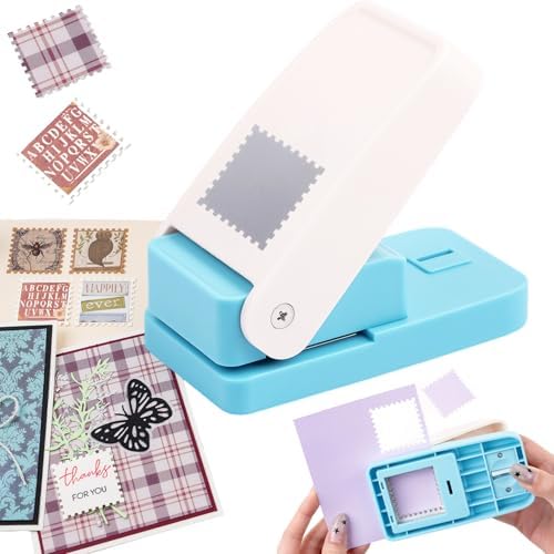 Square Stamp Punch, 1.5 inch Stamp Punch, Large Square Postage Stamps Puncher, Lever Paper Punches for Crafting, Stamps Hole Punches, SquarePaper Puncher Shapes for Crafting DIY Scrapbooking