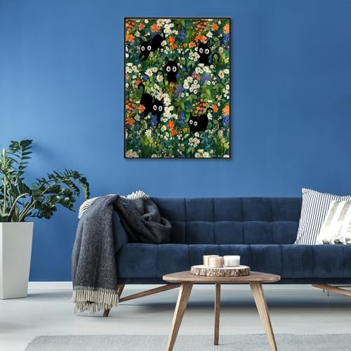 Black Cat Diamond Art Kits for Adults, Diamond Painting for Beginner 5DDIY