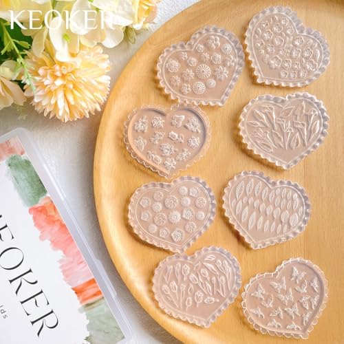 KEOKER Spring Polymer Clay Molds, Polymer Clay Silicone Molds, Butterfly Polymer Clay Mini Molds, 8pcs Earring Molds for Polymer Clay, Polymer Clay Molds for Jewelry(Substitute Micro Clay Cutters)