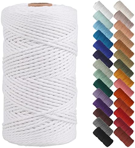 NOANTA White Macrame Cord 2mm x 220yards, Cotton Rope Macrame Yarn