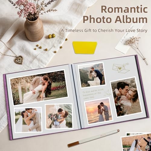 Popotop Photo Album Self Adhesive Scrapbook Album for 4x6 5x7 8x10 Pictures DIY Photo Book as Scrapbooking Supplies Kits, Birthday Gifts for Women Mom Wedding Baby Family Travel