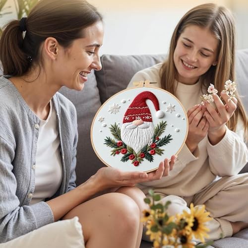 SCECALA 3 Pack Gnome Christmas Embroidery Kit