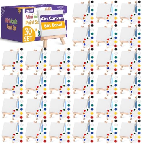 ESRICH 30 Set Canvas Painting Kit, Mini Acrylic Paint Set