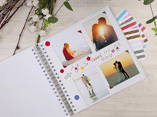 potricher 10 x 10 Inch DIY Scrapbook Photo Album 80 Pages, White | Thick Kraft Paper Scrap Book Photo Albums, Memory Book for Wedding, Anniversary, Baby, Family, Travel, DIY Projects