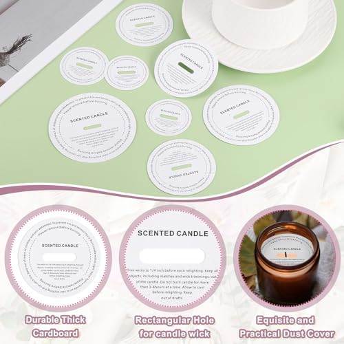 MECCANIXITY 60 Pcs Candle Dust Covers, 7.5cm/3" Round Printed White Candles Drip Protectors Lid Accessories for Craft Fragrance Making Jars Boxes Packaging, White
