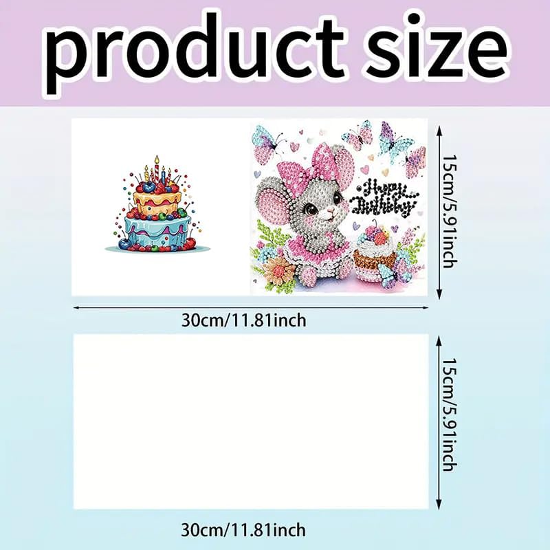 12 Pcs Diamond Painting Birthday Greeting Cards Kits for adults, 5D Handmade Diamond Art Birthday Card with Envelopes, DIY Greeting Cards Making Kits for friends Women Mom Grandma (Animal)