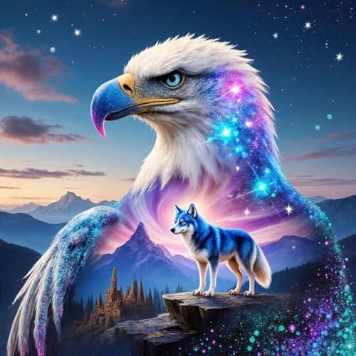 KYOQFVN Eagle Diamond Art Kits for Adults, 5D DIY Diamond Painting Kits for Adults, Full Drill Paintings Pictures Arts Wall Decor Painting Dots Kits 14×14inch