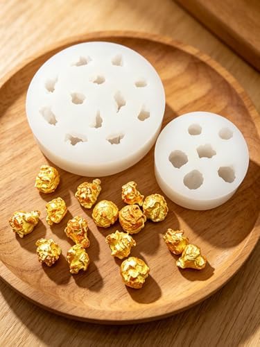 3D Popcorn Silicone Mold, 2PCS Popcorn Shape Candle Soap Mold for Chocolate, Fondant, Resin | Cute Food Fondant Molds for Baking Baby Shower & Birthday Party DIY Crafts‌ Gifts(Popcorn)