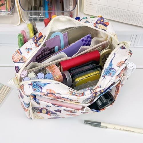 Multiple Pockets Portfolio Organizer with Zippered,Storage Pencil Pouch Bag