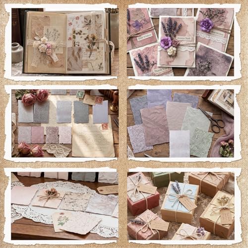 BESARME 192 Pcs Vintage Scrapbook Paper Set, 6 Themes For Journaling