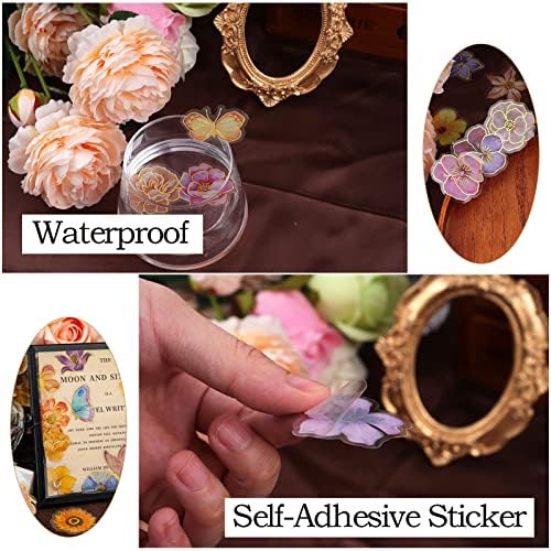 Dizdkizd 240-Piece Watercolor Floral Stickers with Gold-Outlined