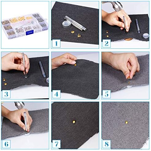 Paxcoo 480 Sets 3 Sizes Leather Rivets Double Cap Rivet Tubular Metal Studs with 3 Pieces Setting Tool Kit for Leather Craft Repairs Decoration, 4 Colors